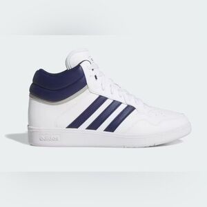 Adidas Men's HOOPS 4.0 MID White and Navy Mid-Top Sneakers